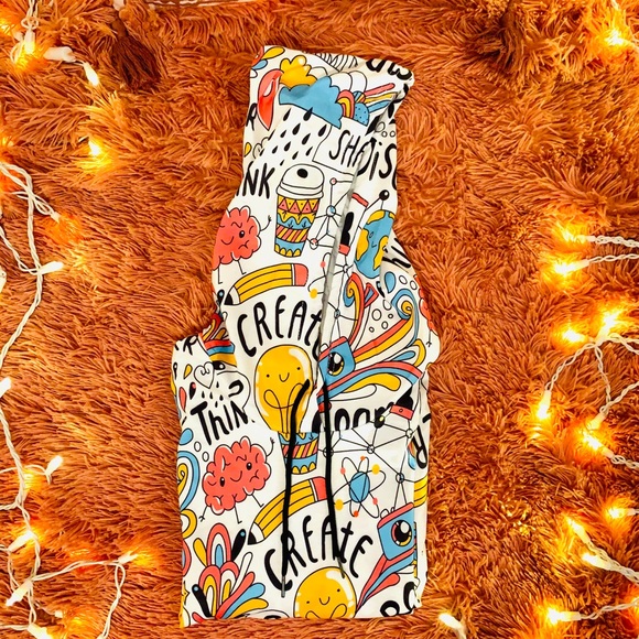 CartoonPrint Multicolor Pullover Drawstring Hoodie - Picture 3 of 9